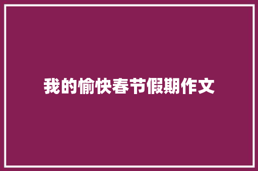 我的愉快春节假期作文