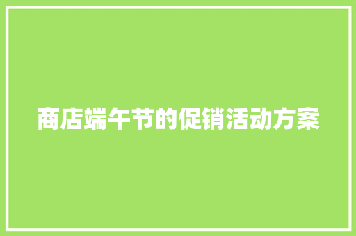 商店端午节的促销活动方案