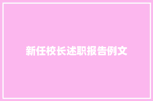 新任校长述职报告例文