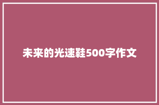 未来的光速鞋500字作文