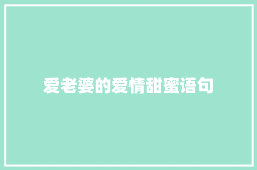 爱老婆的爱情甜蜜语句