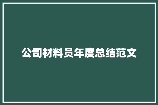 公司材料员年度总结范文