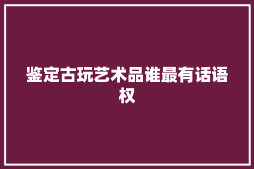 鉴定古玩艺术品谁最有话语权