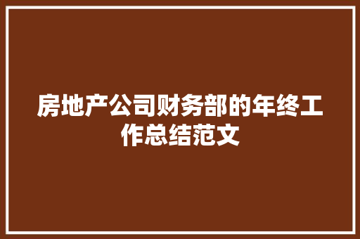 房地产公司财务部的年终工作总结范文