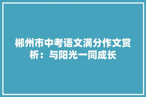 郴州市中考语文满分作文赏析：与阳光一同成长