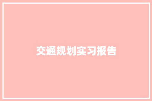 交通规划实习报告