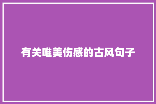 有关唯美伤感的古风句子