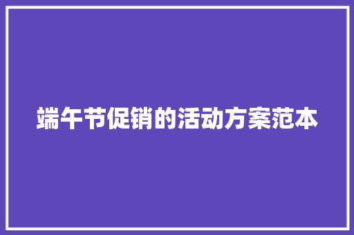 端午节促销的活动方案范本