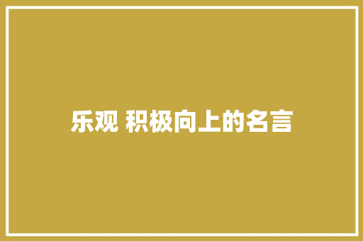 乐观 积极向上的名言