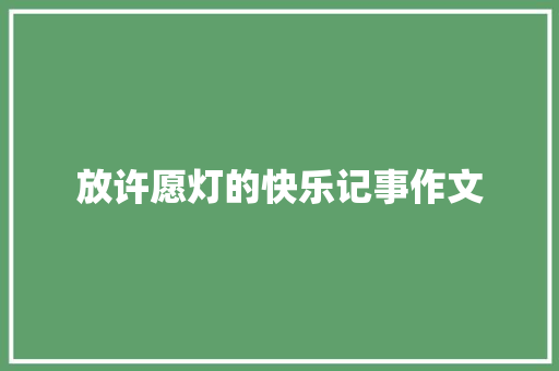 放许愿灯的快乐记事作文