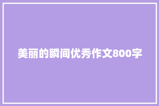 美丽的瞬间优秀作文800字