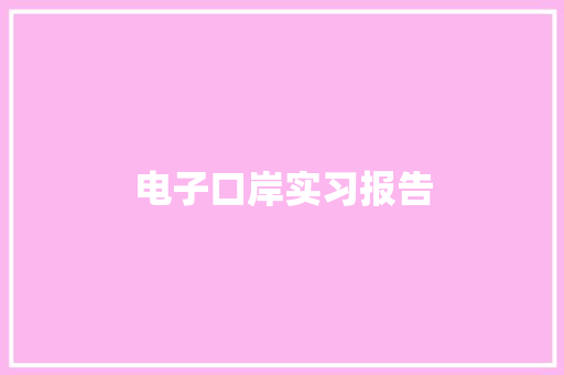 电子口岸实习报告