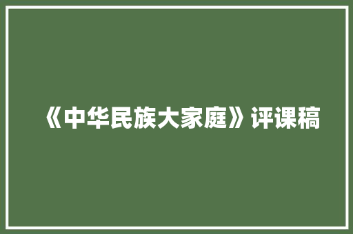 《中华民族大家庭》评课稿