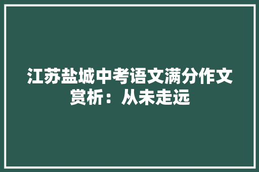 江苏盐城中考语文满分作文赏析：从未走远