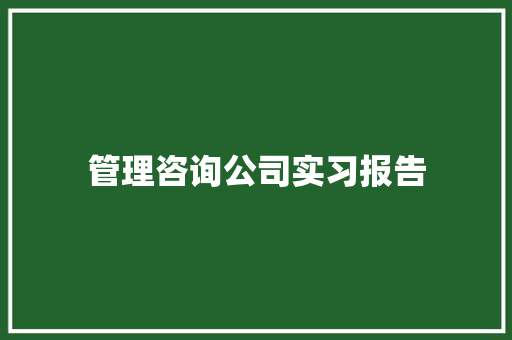 管理咨询公司实习报告 致辞范文