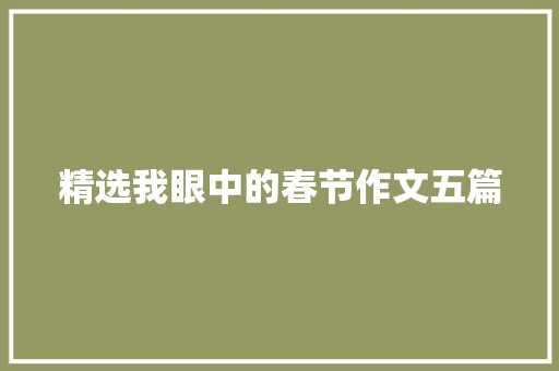 精选我眼中的春节作文五篇