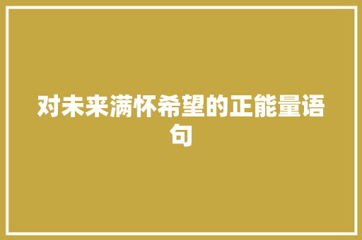 对未来满怀希望的正能量语句