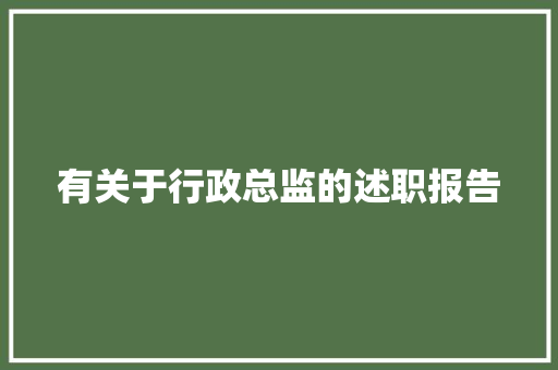 有关于行政总监的述职报告