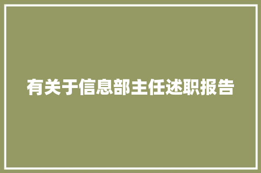 有关于信息部主任述职报告