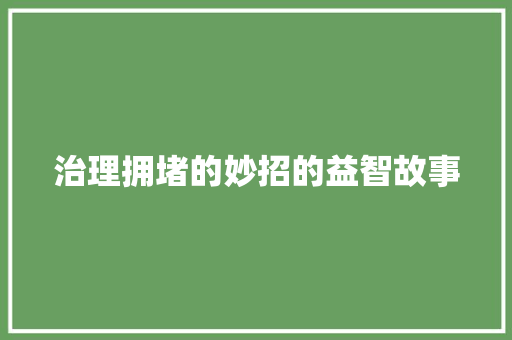 治理拥堵的妙招的益智故事