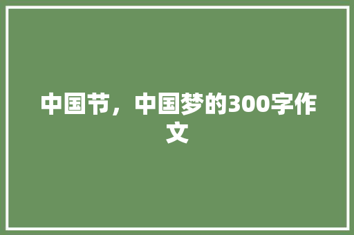 中国节，中国梦的300字作文