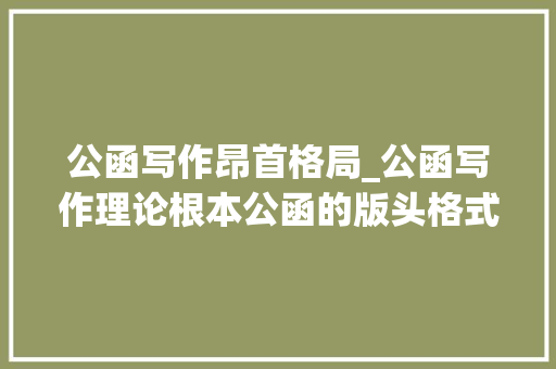 公函写作昂首格局_公函写作理论根本公函的版头格式