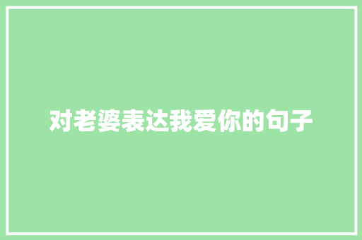 对老婆表达我爱你的句子