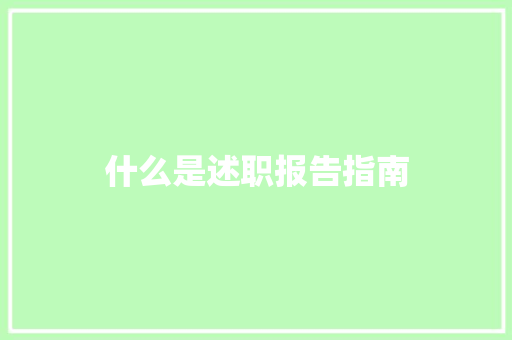 什么是述职报告指南