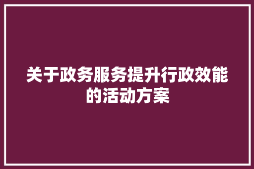 关于政务服务提升行政效能的活动方案