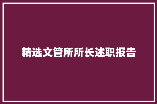 精选文管所所长述职报告