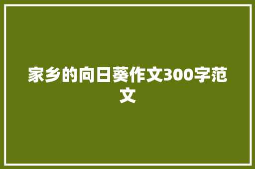 家乡的向日葵作文300字范文