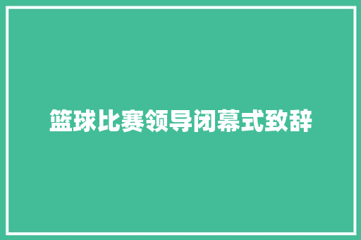 篮球比赛领导闭幕式致辞