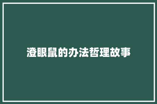 澄眼鼠的办法哲理故事