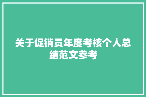 关于促销员年度考核个人总结范文参考