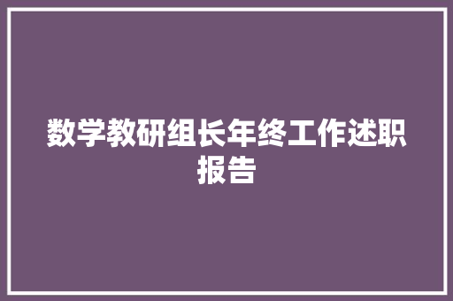 数学教研组长年终工作述职报告