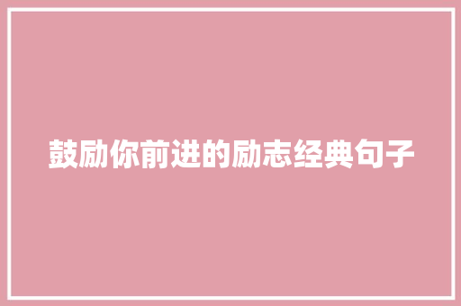 鼓励你前进的励志经典句子 工作总结范文