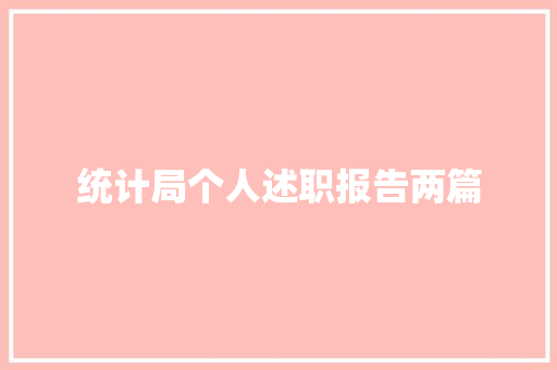 统计局个人述职报告两篇 论文范文