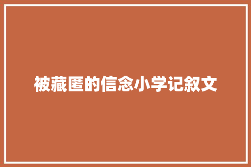 被藏匿的信念小学记叙文 工作总结范文