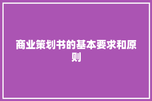 商业策划书的基本要求和原则 简历范文