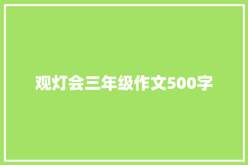 观灯会三年级作文500字