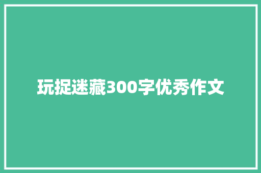 玩捉迷藏300字优秀作文