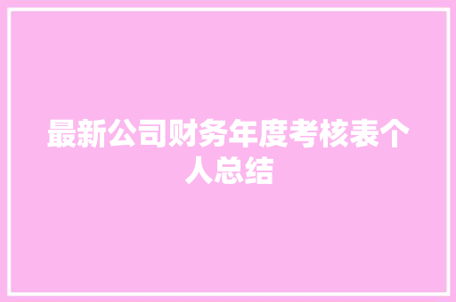 最新公司财务年度考核表个人总结 工作总结范文