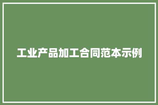 工业产品加工合同范本示例