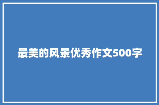 最美的风景优秀作文500字