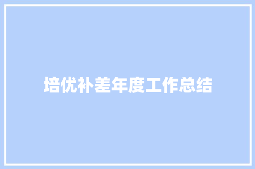 培优补差年度工作总结