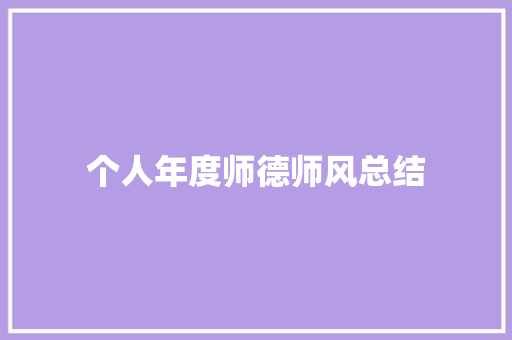 个人年度师德师风总结