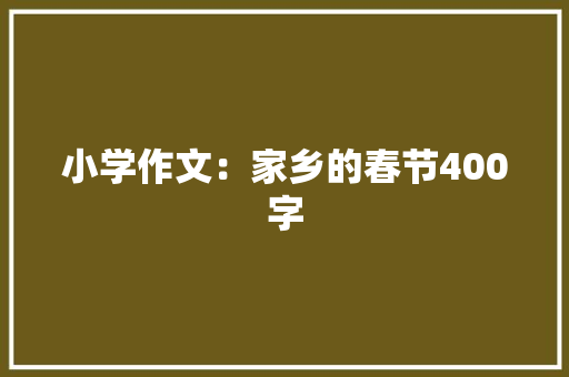 小学作文：家乡的春节400字