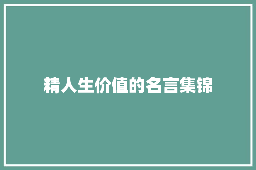 精人生价值的名言集锦 报告范文