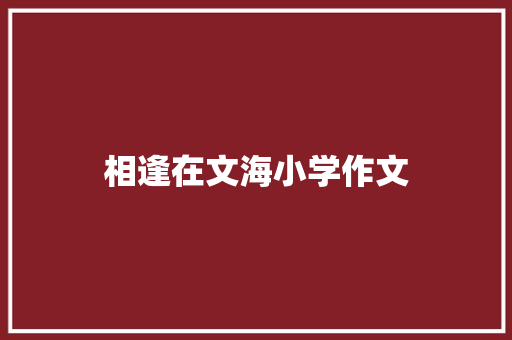 相逢在文海小学作文