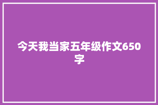 今天我当家五年级作文650字 综述范文